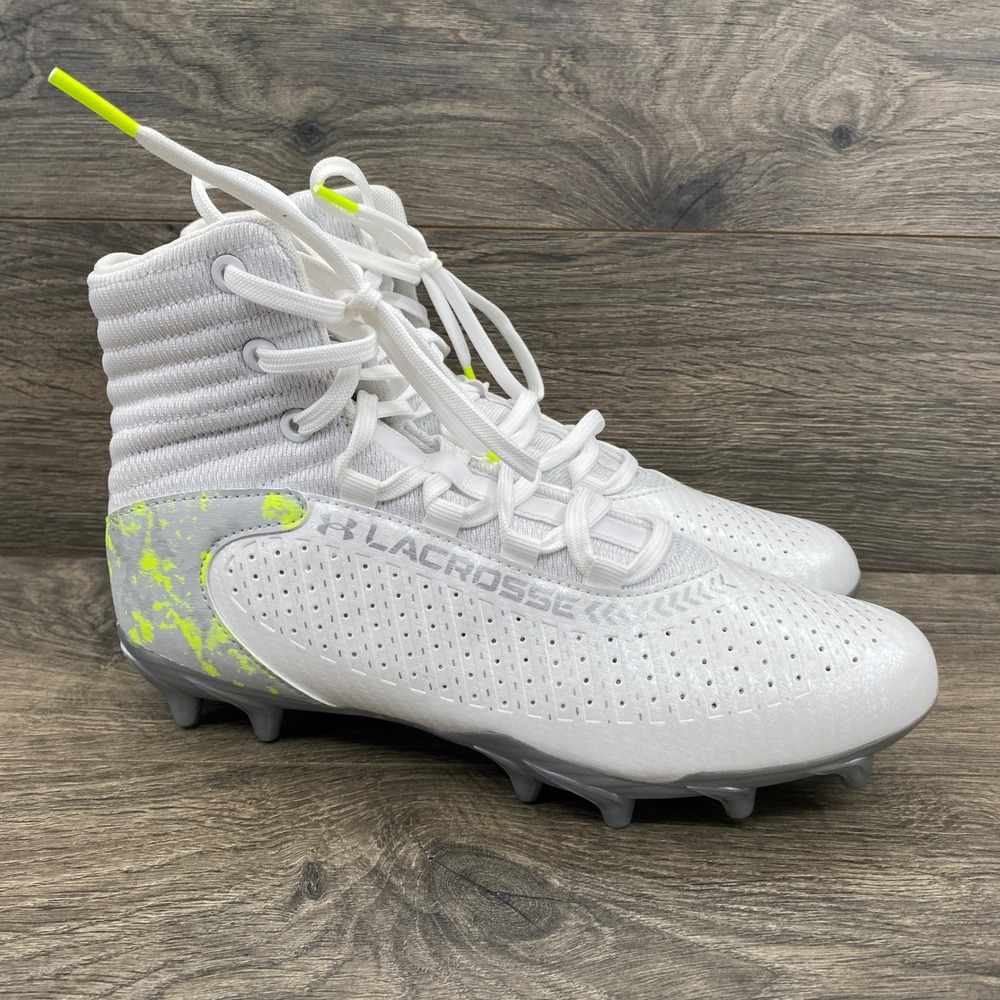 Under Armour Highlight Lacrosse Cleats Youth 6Y White Lime Green 3028699-100